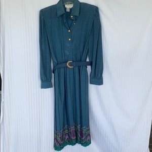 Vintage 1980s Shrader Foulard pleated dress